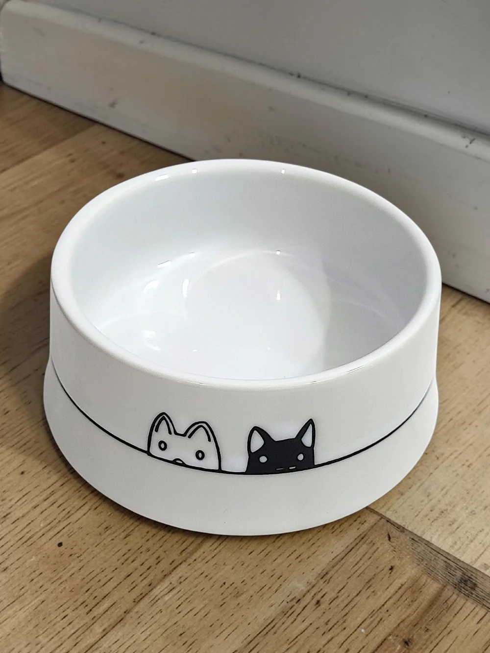 Naughty and Nice Cat Bowl with Black and White Cats Double-sided Accents